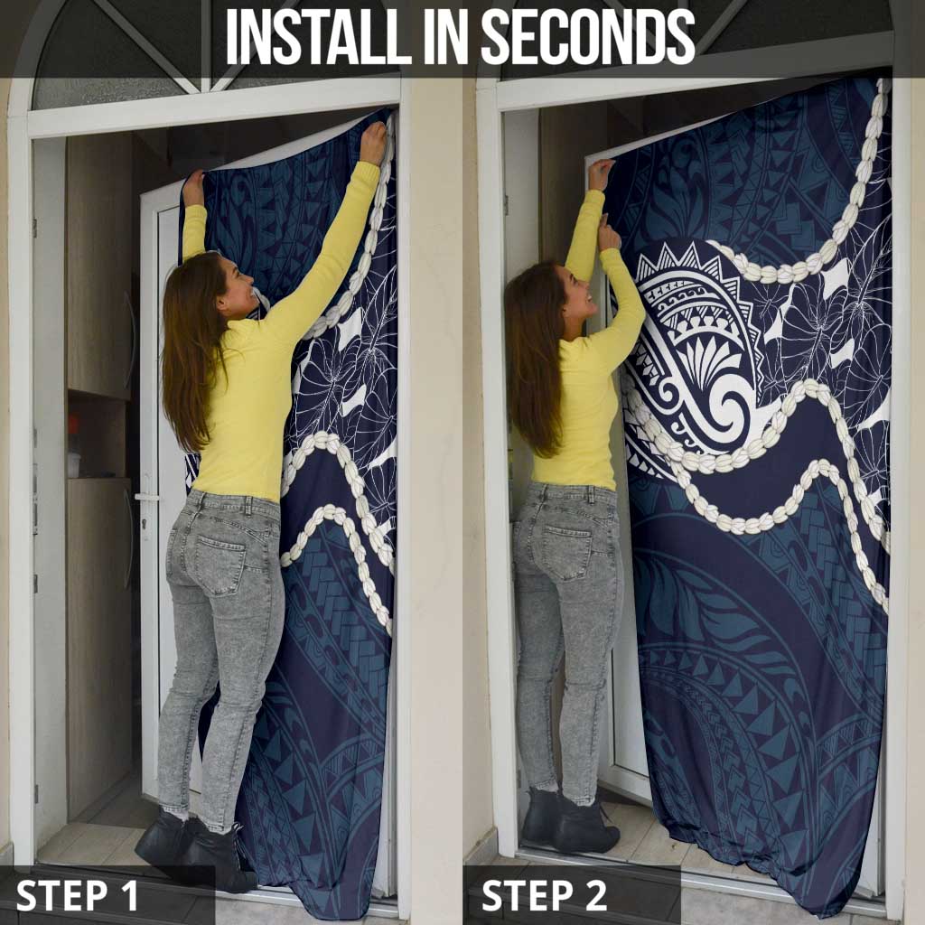 Aloha Hawaii Kalo Pikake Lei Door Cover Chest Tattoo Oxford Blue Hawaiian Pattern