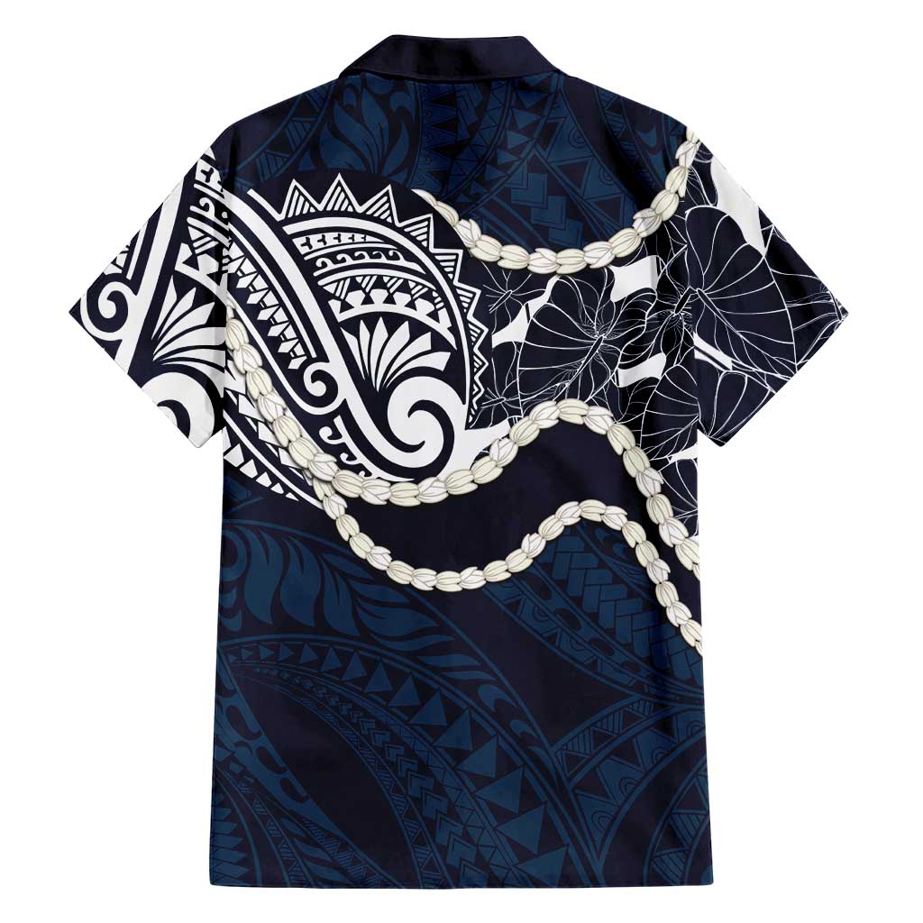Aloha Hawaii Kalo Pikake Lei Family Matching Puletasi and Hawaiian Shirt Chest Tattoo Oxford Blue Hawaiian Pattern LT14 - Polynesian Pride