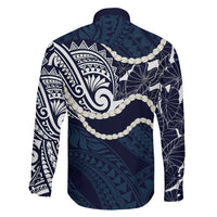 Aloha Hawaii Kalo Pikake Lei Family Matching Short Sleeve Bodycon Dress and Hawaiian Shirt Chest Tattoo Oxford Blue Hawaiian Pattern LT14 - Polynesian Pride