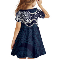 Aloha Hawaii Kalo Pikake Lei Family Matching Tank Maxi Dress and Hawaiian Shirt Chest Tattoo Oxford Blue Hawaiian Pattern LT14 - Polynesian Pride