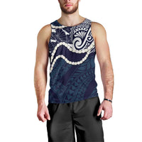 Aloha Hawaii Kalo Pikake Lei Men Tank Top Chest Tattoo Oxford Blue Hawaiian Pattern