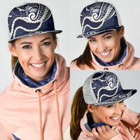 Aloha Hawaii Kalo Pikake Lei Mesh Trucker Cap Chest Tattoo Oxford Blue Hawaiian Pattern