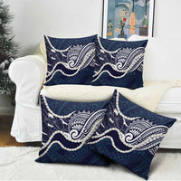 Aloha Hawaii Kalo Pikake Lei Pillow Cover Chest Tattoo Oxford Blue Hawaiian Pattern