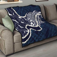 Aloha Hawaii Kalo Pikake Lei Quilt Chest Tattoo Oxford Blue Hawaiian Pattern
