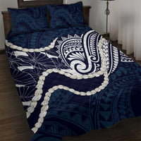 Aloha Hawaii Kalo Pikake Lei Quilt Bed Set Chest Tattoo Oxford Blue Hawaiian Pattern