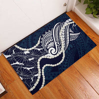 Aloha Hawaii Kalo Pikake Lei Rubber Doormat Chest Tattoo Oxford Blue Hawaiian Pattern