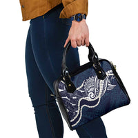 Aloha Hawaii Kalo Pikake Lei Shoulder Handbag Chest Tattoo Oxford Blue Hawaiian Pattern