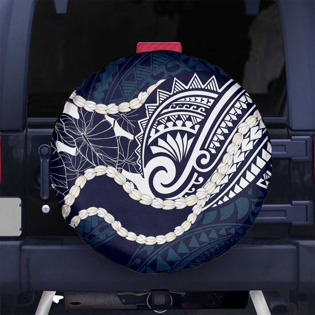 Aloha Hawaii Kalo Pikake Lei Spare Tire Cover Chest Tattoo Oxford Blue Hawaiian Pattern