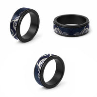 Aloha Hawaii Kalo Pikake Lei Spinner Ring Chest Tattoo Oxford Blue Hawaiian Pattern