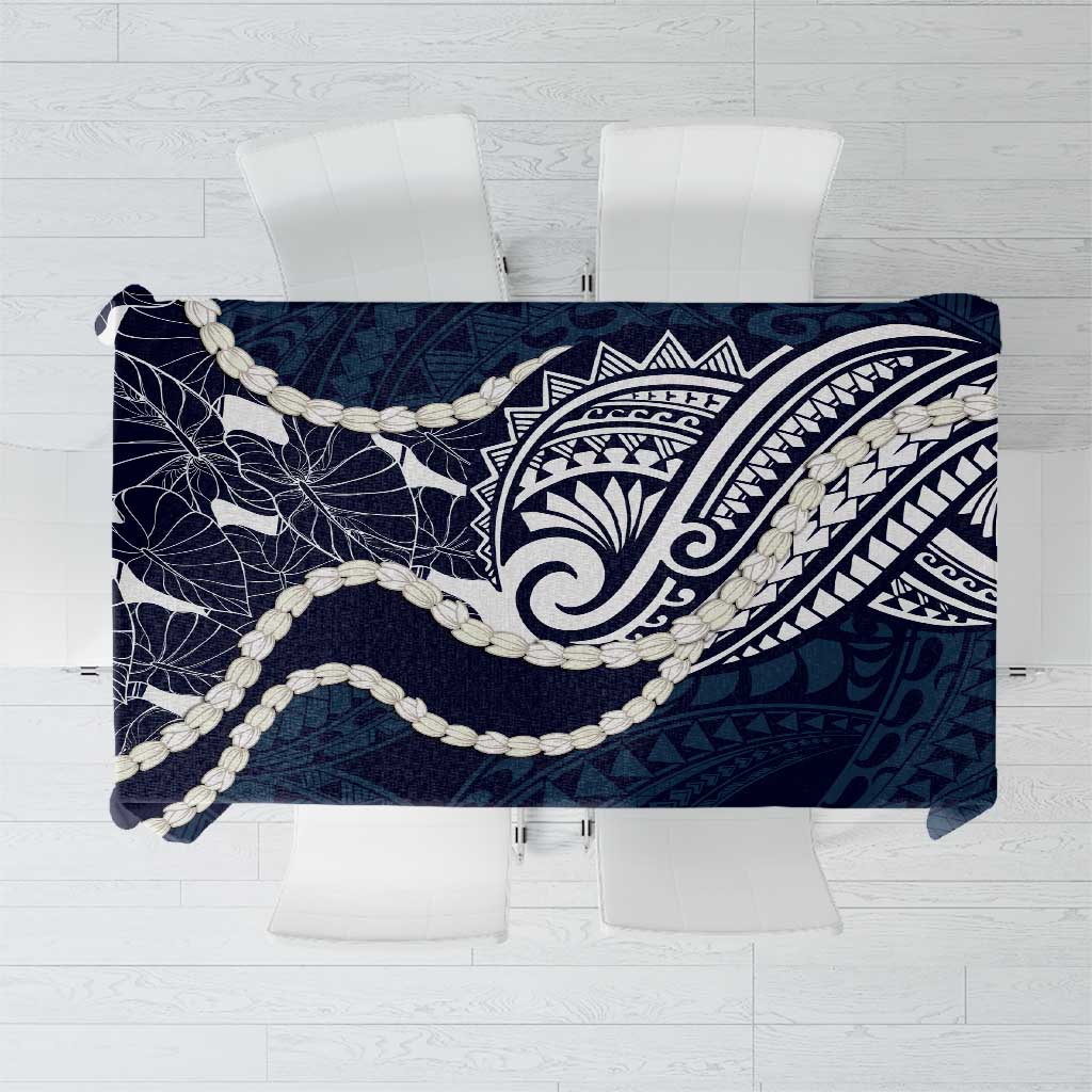 Aloha Hawaii Kalo Pikake Lei Tablecloth Chest Tattoo Oxford Blue Hawaiian Pattern