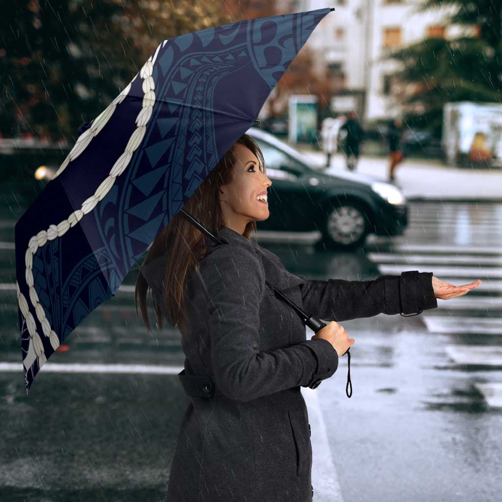 Aloha Hawaii Kalo Pikake Lei Umbrella Chest Tattoo Oxford Blue Hawaiian Pattern