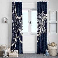 Aloha Hawaii Kalo Pikake Lei Window Curtain Chest Tattoo Oxford Blue Hawaiian Pattern