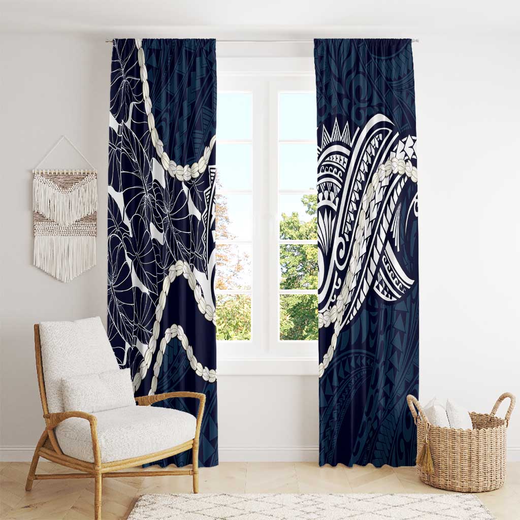 Aloha Hawaii Kalo Pikake Lei Window Curtain Chest Tattoo Oxford Blue Hawaiian Pattern