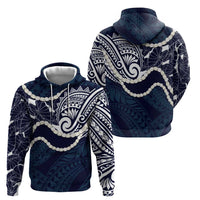 Aloha Hawaii Kalo Pikake Lei Zip Hoodie Chest Tattoo Oxford Blue Hawaiian Pattern