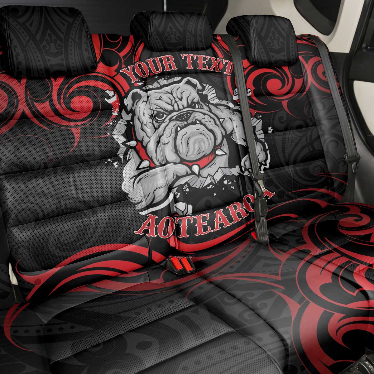 Personalised Aotearoa Bulldog Back Car Seat Cover NZ Maori Tattoo