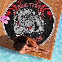 Personalised Aotearoa Bulldog Beach Blanket NZ Maori Tattoo
