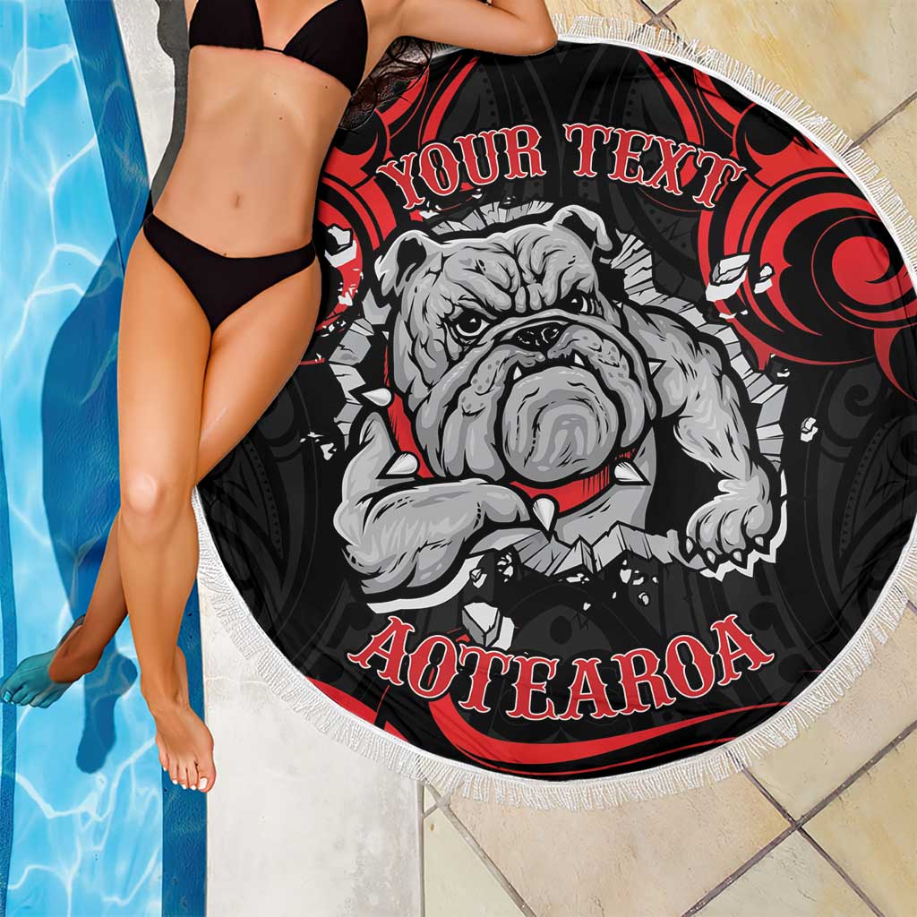 Personalised Aotearoa Bulldog Beach Blanket NZ Maori Tattoo