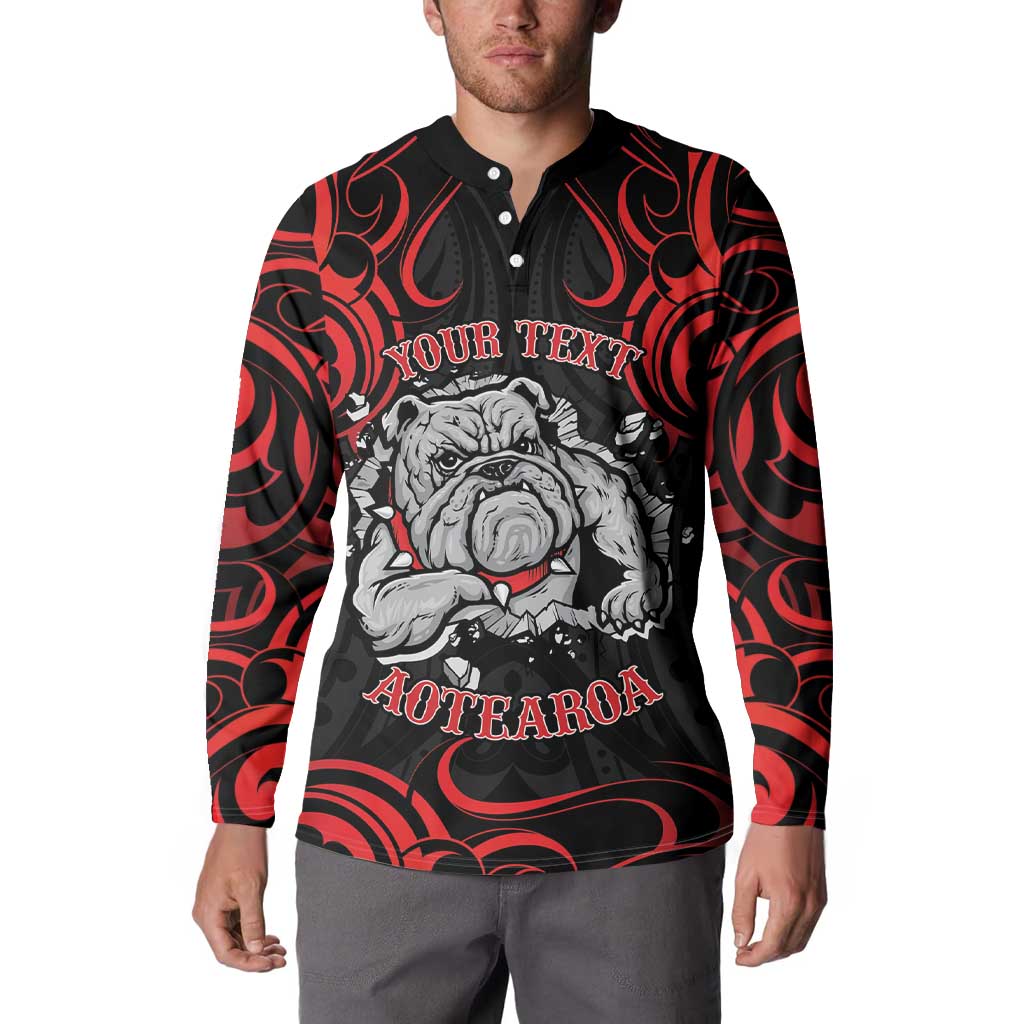 Personalised Aotearoa Bulldog Button Sweatshirt NZ Maori Tattoo