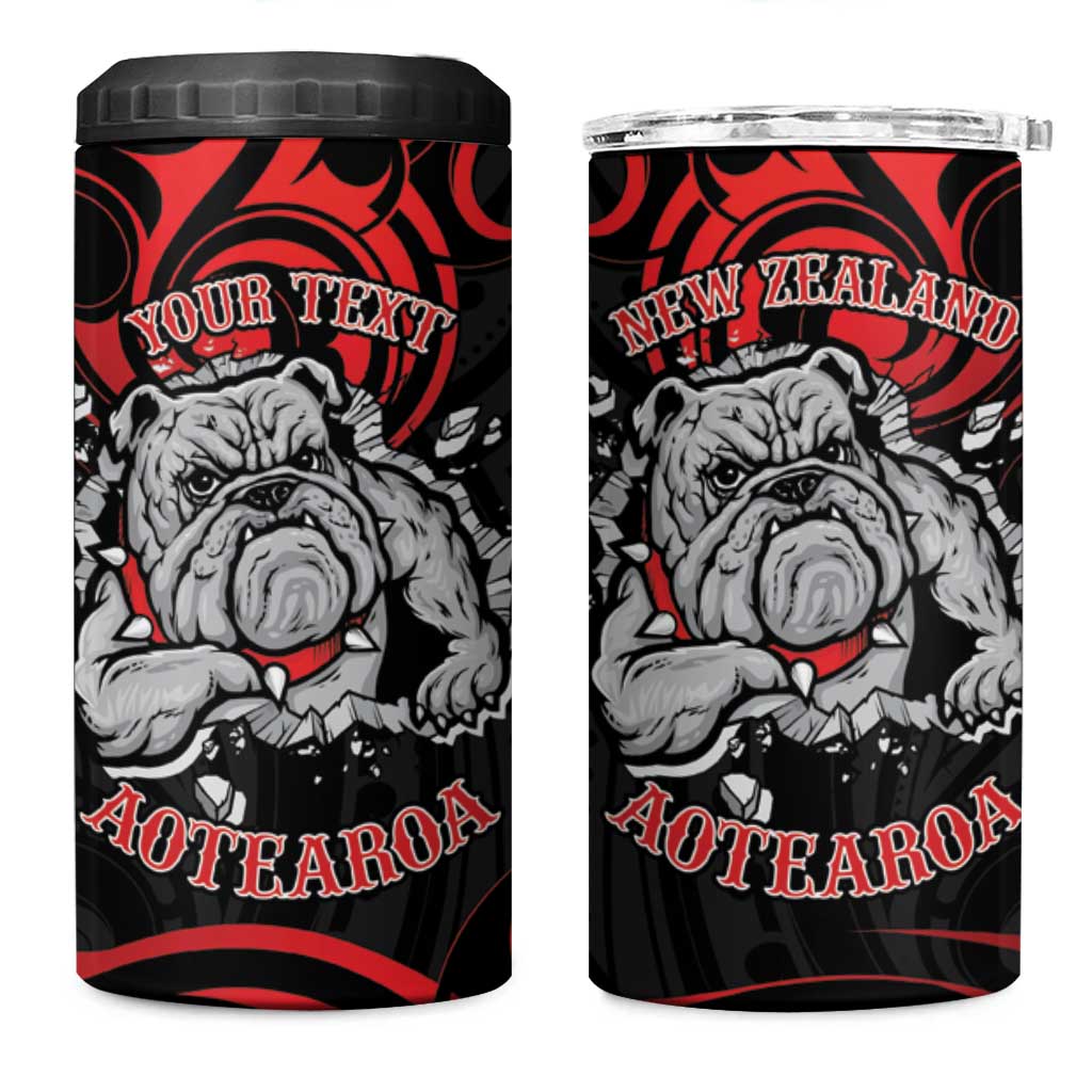 Personalised Aotearoa Bulldog 4 in 1 Can Cooler Tumbler NZ Maori Tattoo