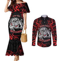 Personalised Aotearoa Bulldog Couples Matching Mermaid Dress and Long Sleeve Button Shirt NZ Maori Tattoo
