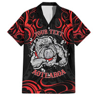 Personalised Aotearoa Bulldog Family Matching Long Sleeve Bodycon Dress and Hawaiian Shirt NZ Maori Tattoo LT14 Dad's Shirt - Short Sleeve Red - Polynesian Pride