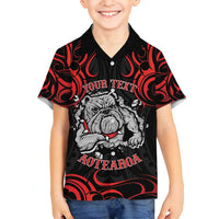 Personalised Aotearoa Bulldog Family Matching Long Sleeve Bodycon Dress and Hawaiian Shirt NZ Maori Tattoo LT14 Son's Shirt Red - Polynesian Pride