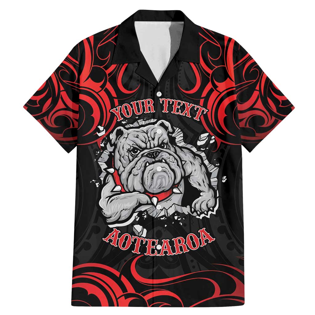 Personalised Aotearoa Bulldog Family Matching Mermaid Dress and Hawaiian Shirt NZ Maori Tattoo LT14 Dad's Shirt - Short Sleeve Red - Polynesian Pride