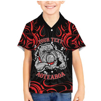 Personalised Aotearoa Bulldog Family Matching Mermaid Dress and Hawaiian Shirt NZ Maori Tattoo LT14 Son's Shirt Red - Polynesian Pride