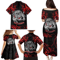 Personalised Aotearoa Bulldog Family Matching Puletasi and Hawaiian Shirt NZ Maori Tattoo