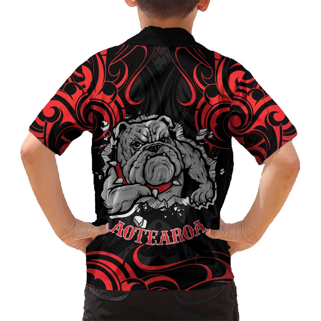Personalised Aotearoa Bulldog Family Matching Short Sleeve Bodycon Dress and Hawaiian Shirt NZ Maori Tattoo LT14 - Polynesian Pride