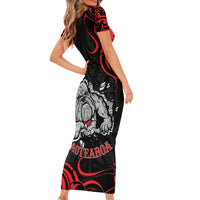 Personalised Aotearoa Bulldog Family Matching Short Sleeve Bodycon Dress and Hawaiian Shirt NZ Maori Tattoo LT14 - Polynesian Pride