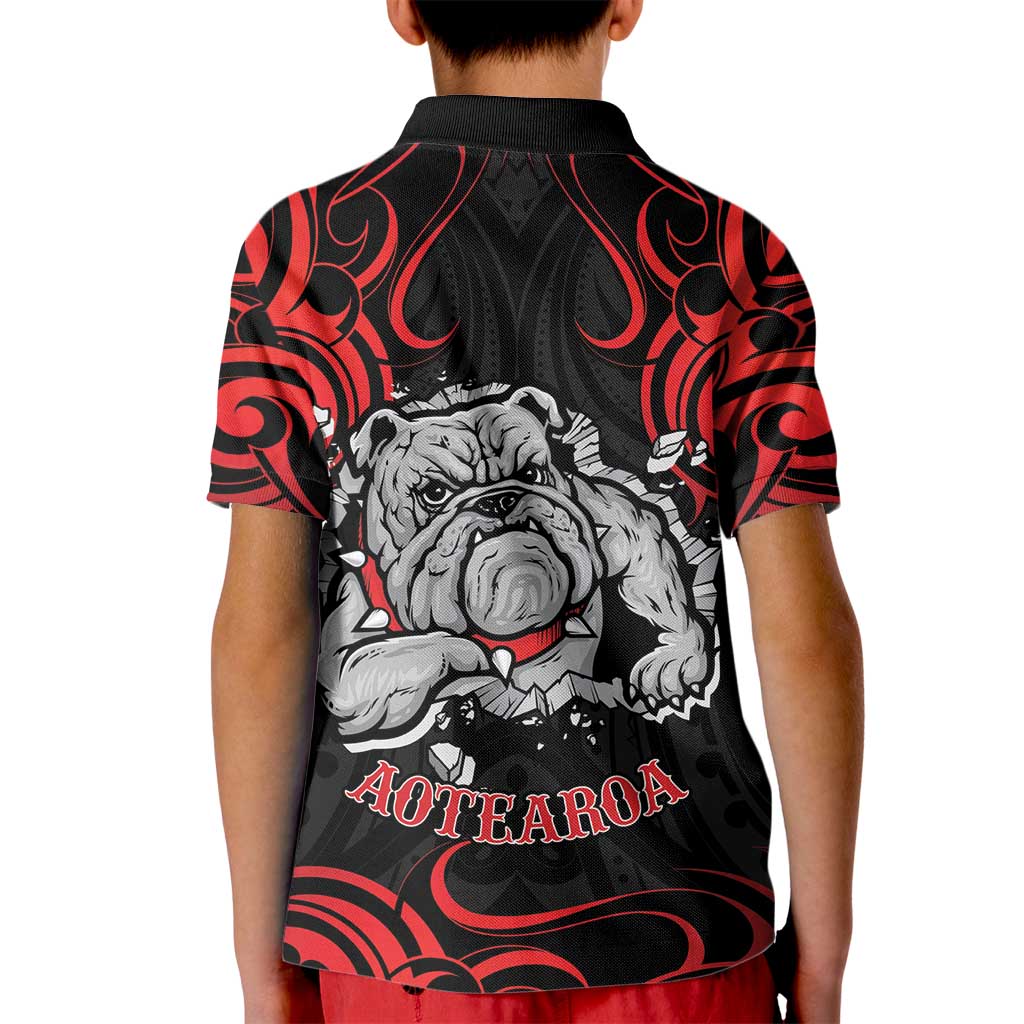 Personalised Aotearoa Bulldog Kid Polo Shirt NZ Maori Tattoo