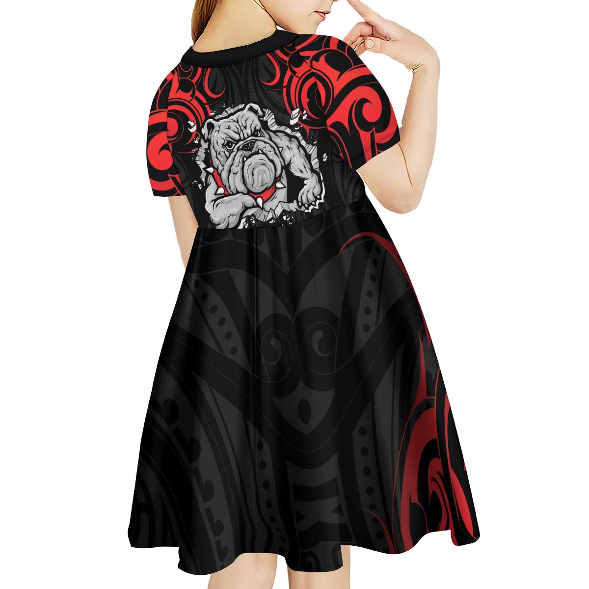 Personalised Aotearoa Bulldog Kid Short Sleeve Dress NZ Maori Tattoo