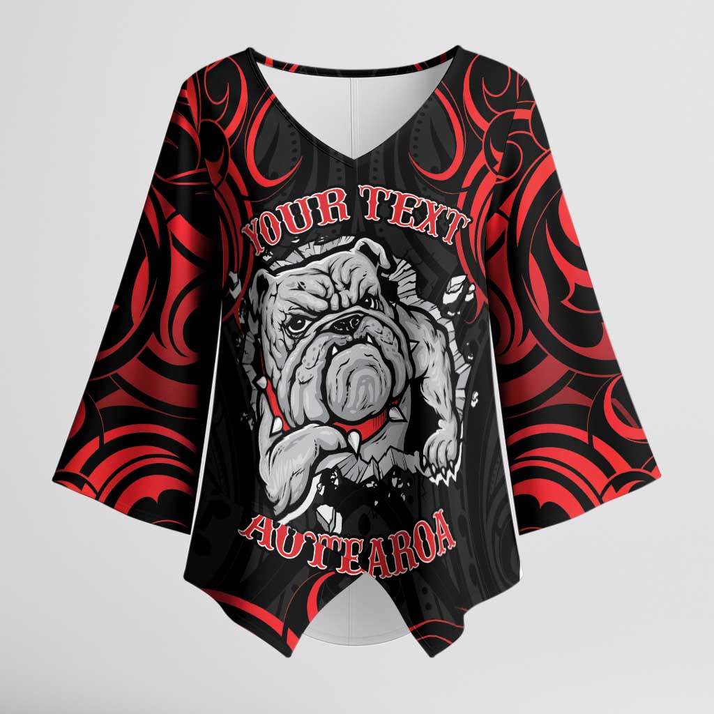 Aotearoa Bulldog Kimono Sleeve Blouse NZ Maori Tattoo - Polynesian Pride