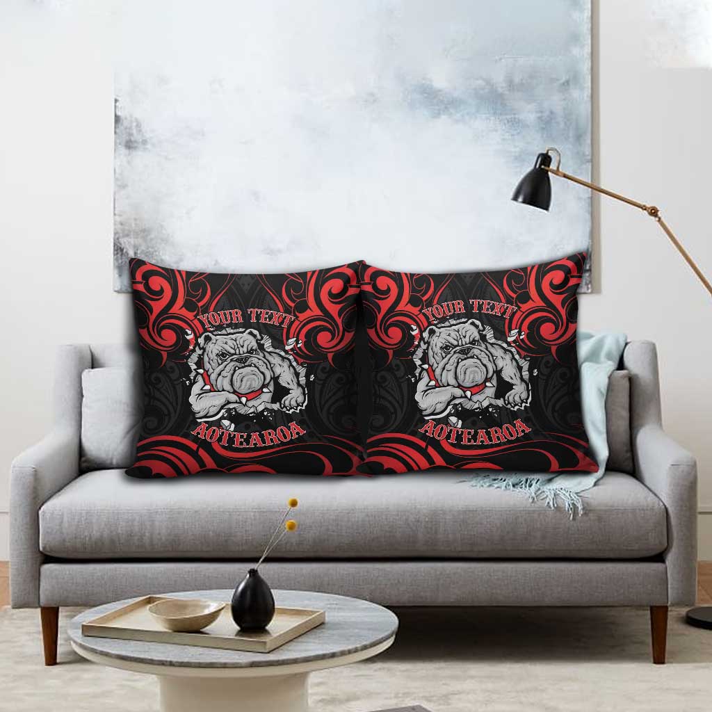 Personalised Aotearoa Bulldog Pillow Cover NZ Maori Tattoo - Polynesian Pride