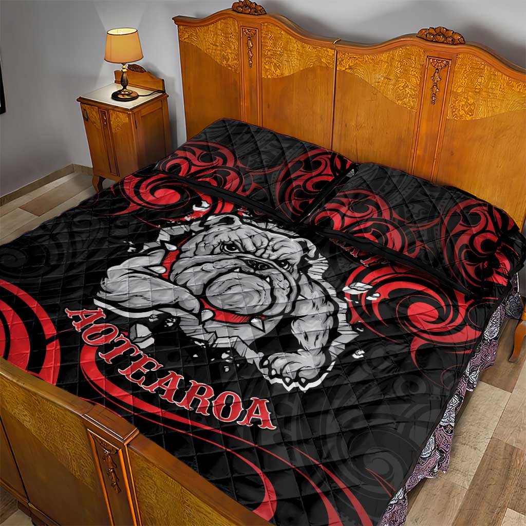 Personalised Aotearoa Bulldog Quilt Bed Set NZ Maori Tattoo