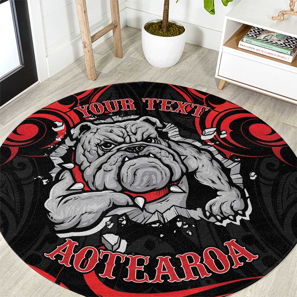Personalised Aotearoa Bulldog Round Carpet NZ Maori Tattoo