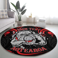 Personalised Aotearoa Bulldog Round Carpet NZ Maori Tattoo