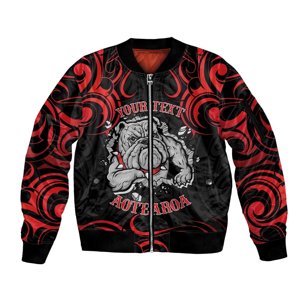Personalised Aotearoa Bulldog Sleeve Zip Bomber Jacket NZ Maori Tattoo