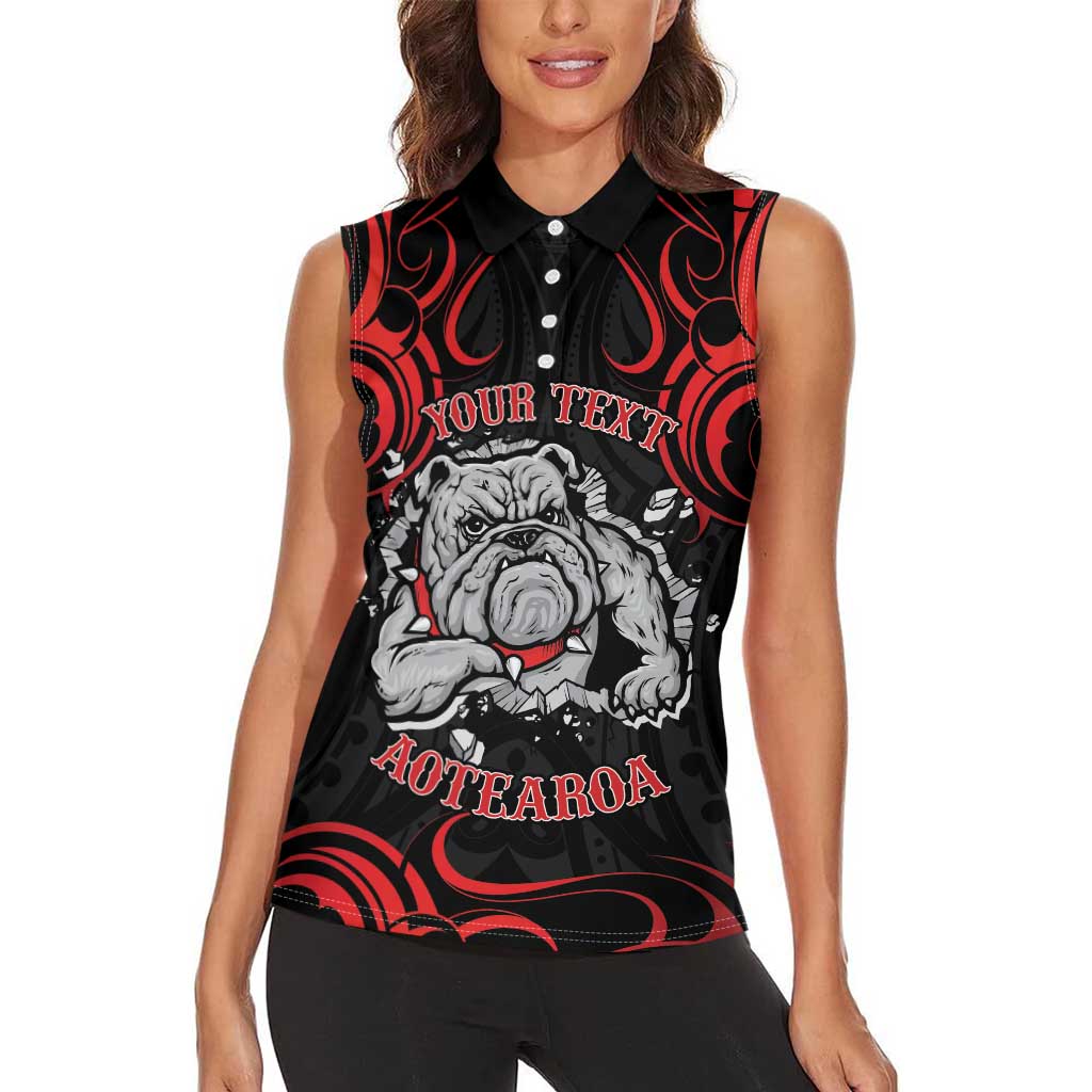 Personalised Aotearoa Bulldog Women Sleeveless Polo Shirt NZ Maori Tattoo
