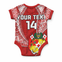 Custom Tonga Rugby Baby Onesie Mate Maa Tonga Pacific Tongan Ngatu LT14 - Polynesian Pride