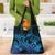 Blue Aloha Hawaii Grocery Bag Snorkeling With Sea Turtle Polynesian Pattern