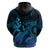 Blue Aloha Hawaii Hoodie Snorkeling With Sea Turtle Polynesian Pattern