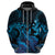 Blue Aloha Hawaii Hoodie Snorkeling With Sea Turtle Polynesian Pattern