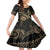 Gold Aloha Hawaii Family Matching Off Shoulder Short Dress and Hawaiian Shirt Snorkeling With Sea Turtle Polynesian Pattern