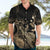 Gold Aloha Hawaii Hawaiian Shirt Snorkeling With Sea Turtle Polynesian Pattern