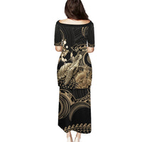 Gold Aloha Hawaii Puletasi Snorkeling With Sea Turtle Polynesian Pattern