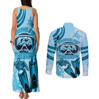 Hawaii Sea Turtle Snorkeling Is My Therapy Couples Matching Tank Maxi Dress and Long Sleeve Button Shirt