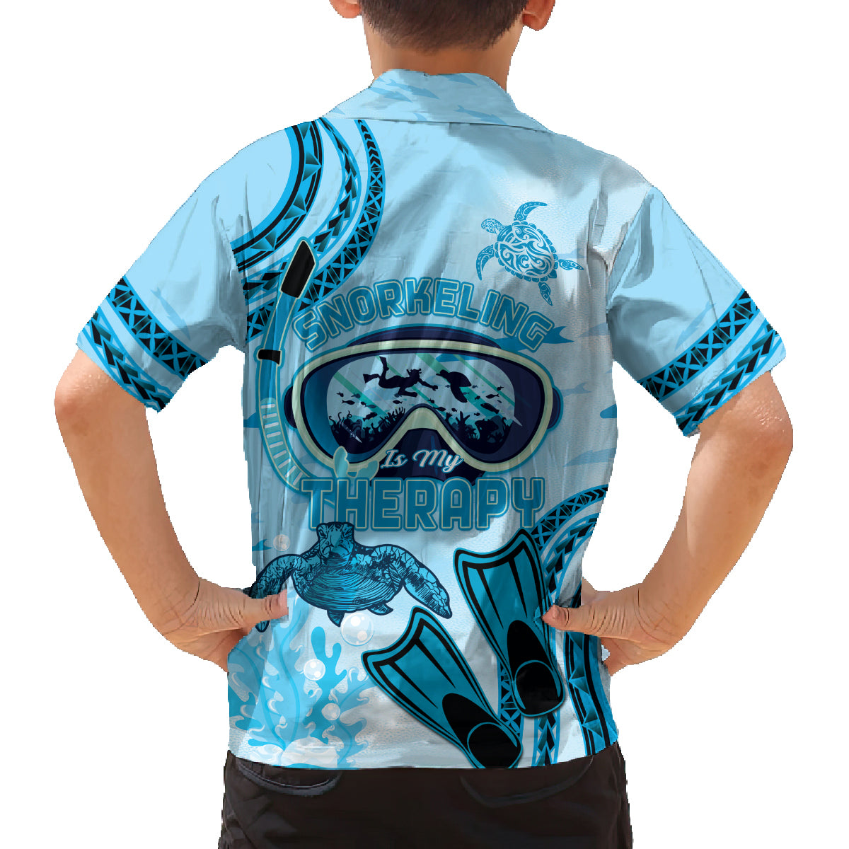 Hawaii Sea Turtle Snorkeling Is My Therapy Family Matching Tank Maxi Dress and Hawaiian Shirt