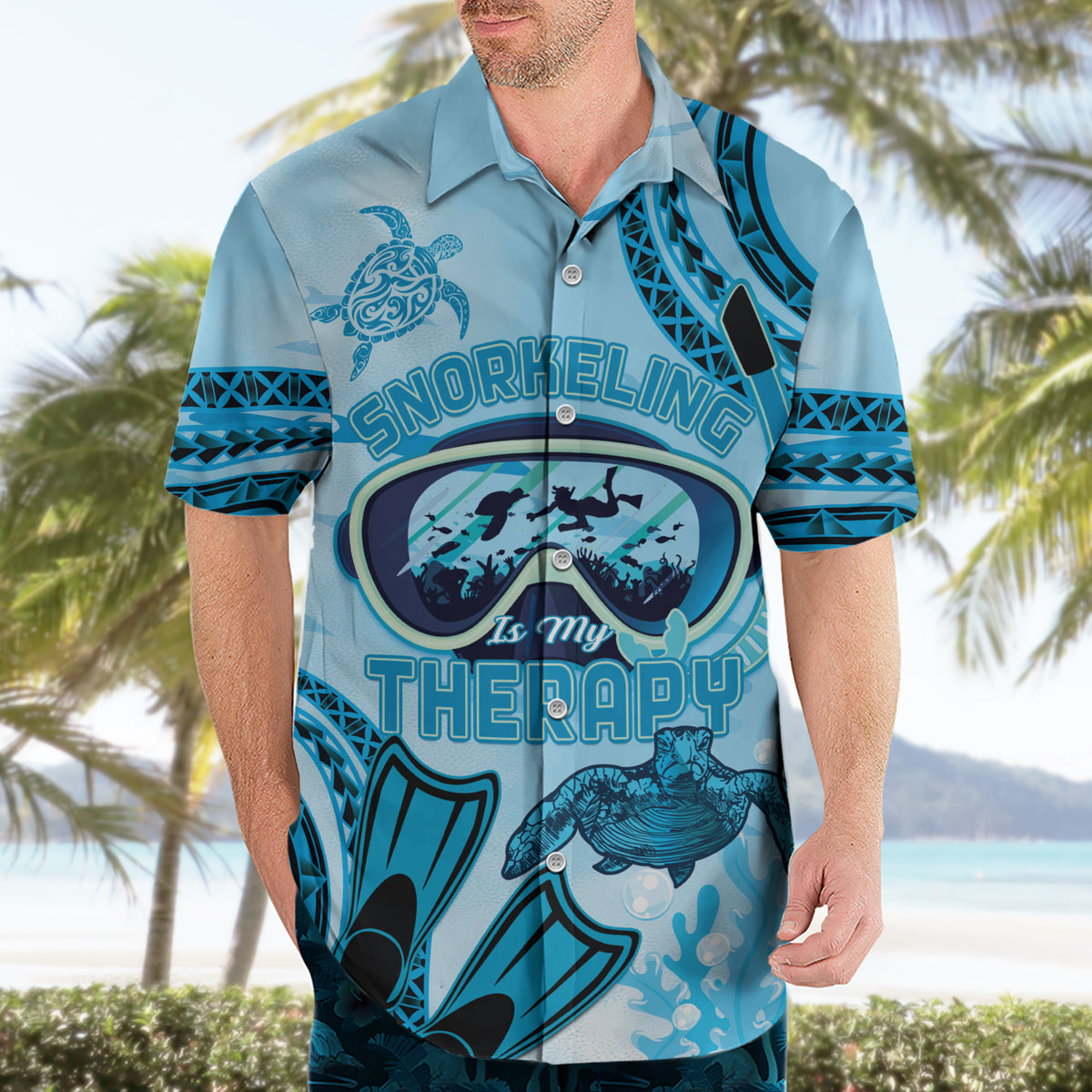 Hawaii Sea Turtle Snorkeling Is My Therapy Hawaiian Shirt